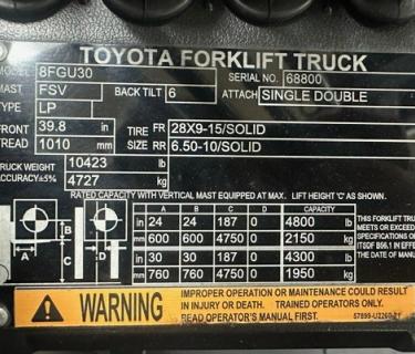 2016 Toyota 6000Lb Pneumatic forklift for sale Atlanta Georgia